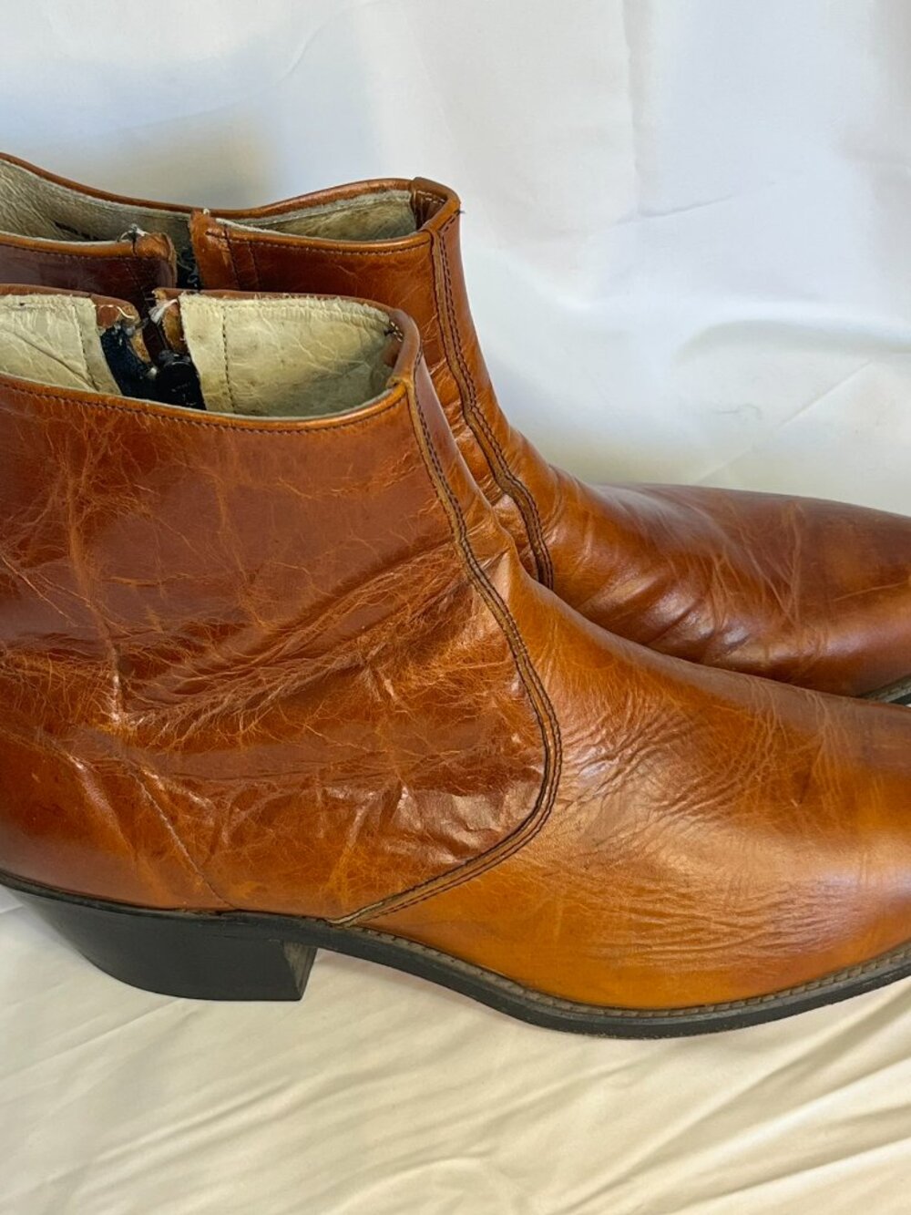 Vintage Laredo Men's Brown Leather Ankle Boots With Side Zip Size 13 - Picture 2 of 8